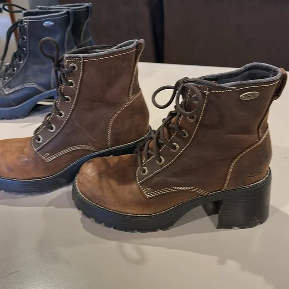 Women's Sketcher’s Black and Brown Lace-Up Ankle Boots - Picture 7 of 10